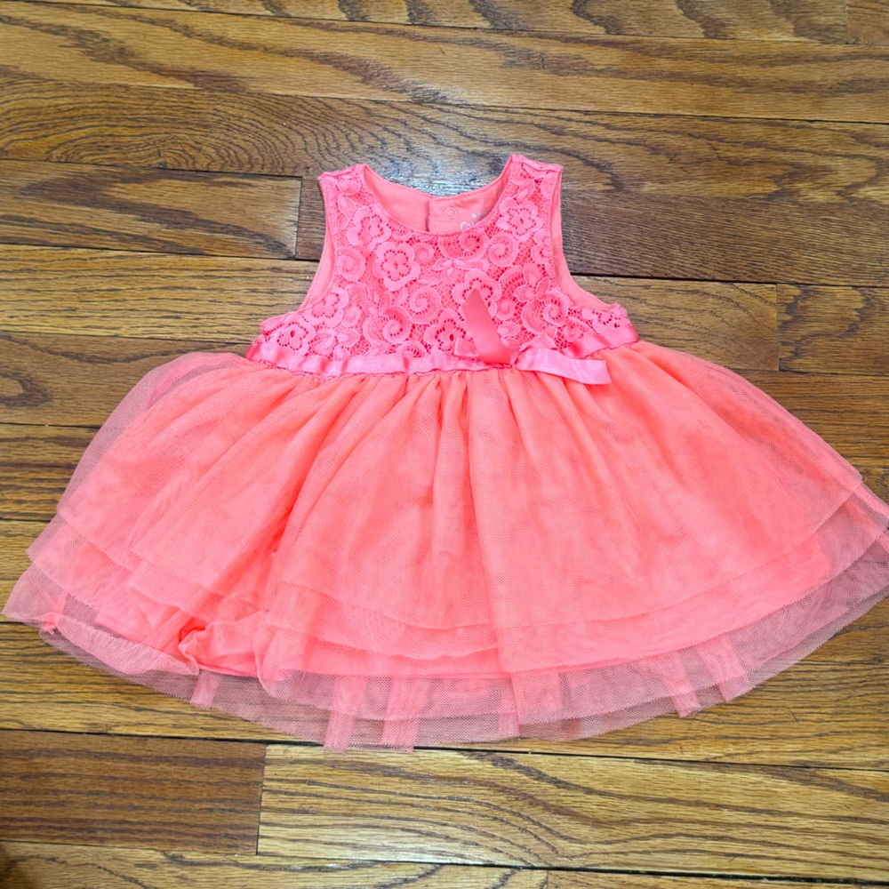 Baby Girl Lace Tulle Tutu Dress Coral Pink Size 6-9 months Cat & Jack